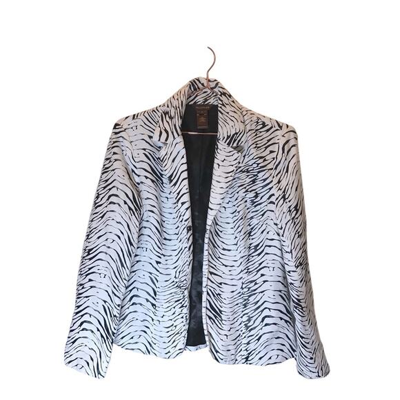 Multiples Jackets & Blazers - Multiples Zebra Black & White Suede Jacket size small